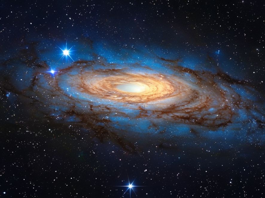 Close-up view of the Markarian 178 galaxy as seen by Hubble, highlighting the bright blue star forming regions and irregular shape, emphasizing the galaxy's isolation and small size.